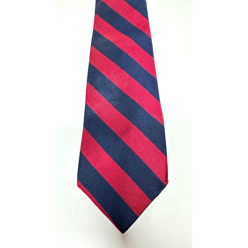 J. Crew Silk Tie Red and Navy Blue Striped Necktie Formal 57" L - 3.5"W Ole Miss